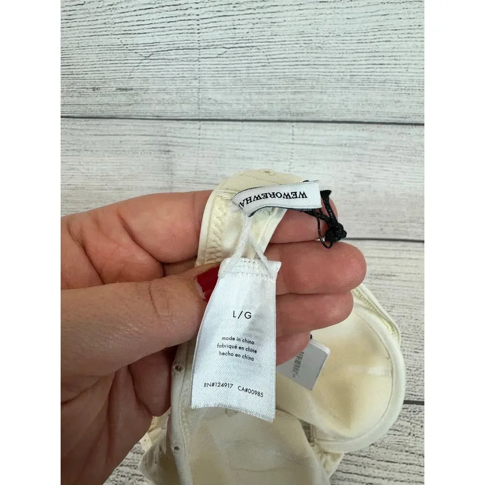 WeWoreWhat Women's Cream Eyelet Claudia Swim Top Size Large